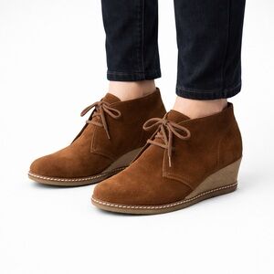 Size 8 J.Crew Women’s Suede Wedge Chukka Boots Brown Lace Up Ankle Booties